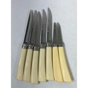 Vintage‎ Kitchen Knives Mixed Lot of 7 Steak Pairing READ
